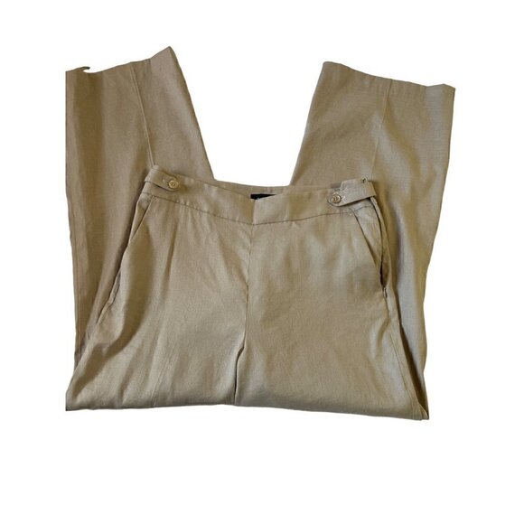 Talbots Linen Blen Pants Size 8 Tan Summer Resort Lagenlook Netural Capsle - Picture 1 of 10